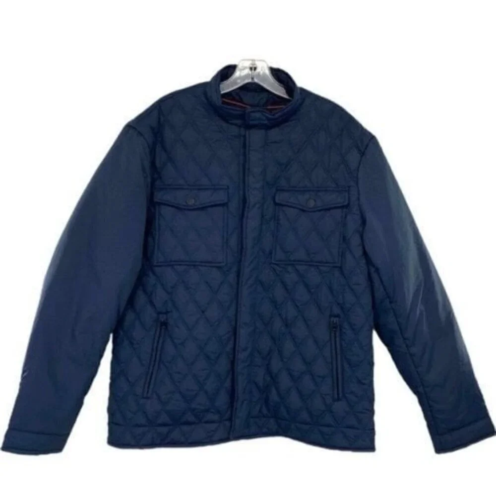Joseph Abboud Navy Quilted Car Coat Jacket